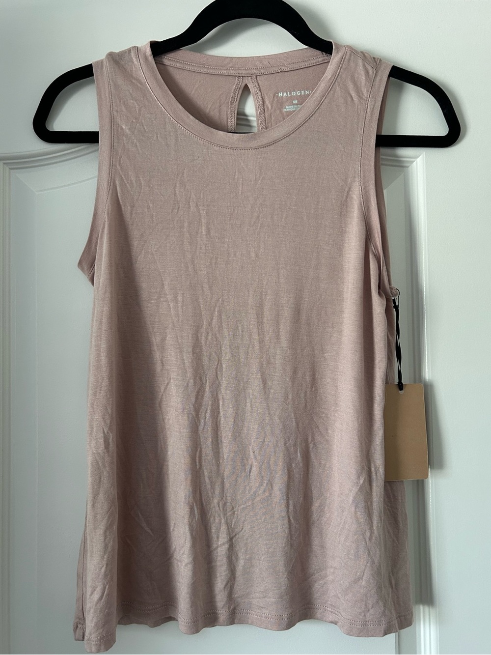 Halogen Pink Adobe Sleeveless Crewneck Tank Keyhole Back